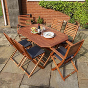 Plumley Six Seater Dining Set Grey Cushions